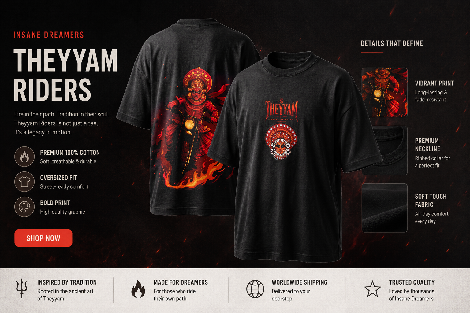 THEYYAM RIDERS – Oversized Premium T-Shirt